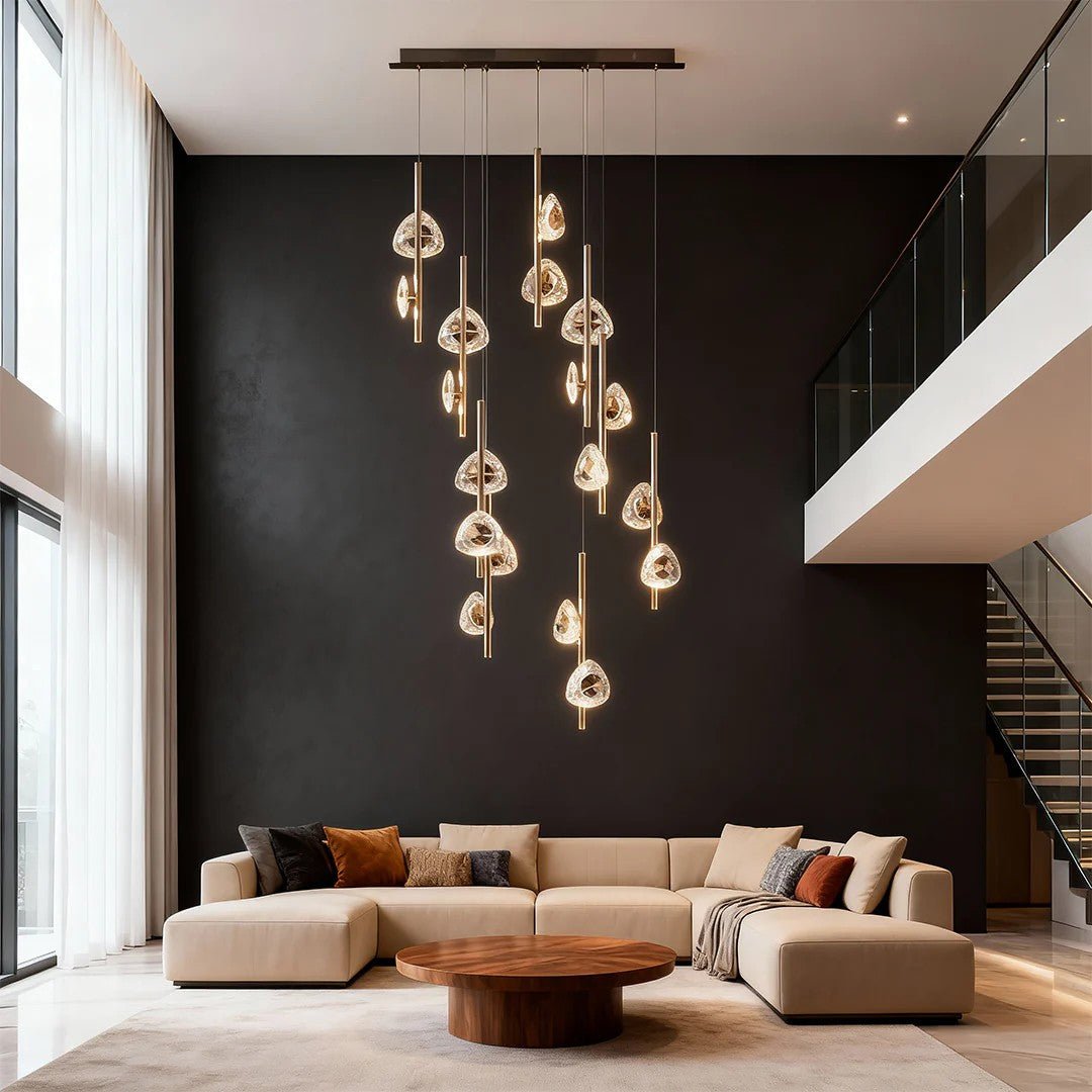 Staircase Crystal Chandelier Modern Aluminum Ceiling Light - lampmodern