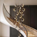 Staircase Lighting Chandelier LED Ring Cluster Rotating Ceiling Light - lampmodern