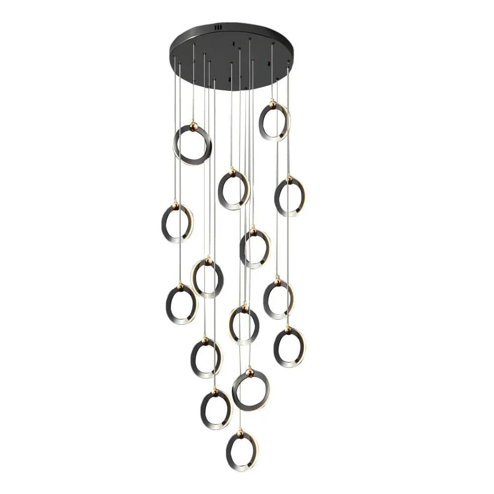 Staircase Lighting Chandelier LED Ring Cluster Rotating Ceiling Light - lampmodern