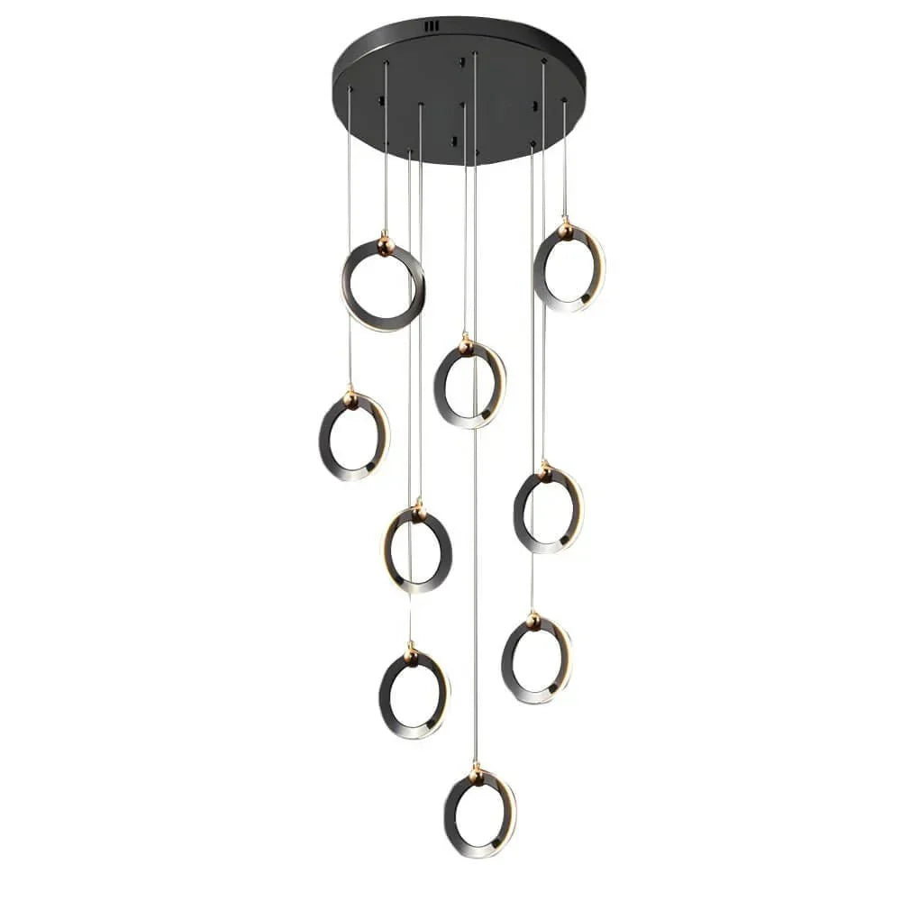 Staircase Lighting Chandelier LED Ring Cluster Rotating Ceiling Light - lampmodern