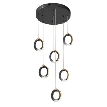 Staircase Lighting Chandelier LED Ring Cluster Rotating Ceiling Light - lampmodern