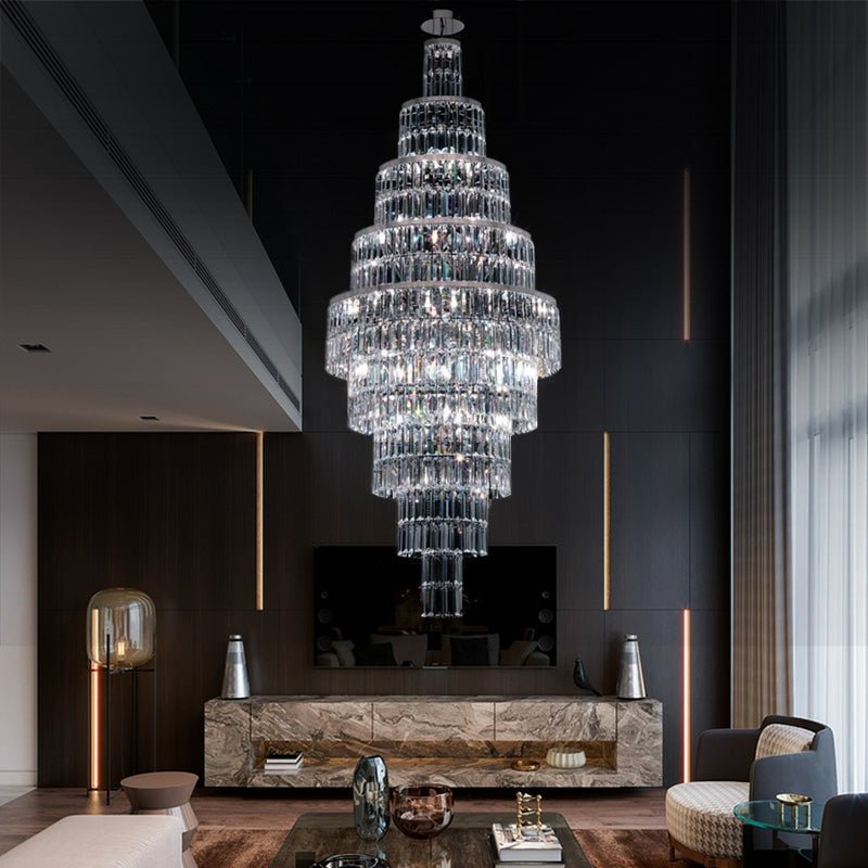 Stylish Foyer Hall Long Crystal Chandelier Large Staircase/ Entryway Decoration Ceiling Light Fixture - lampmodern