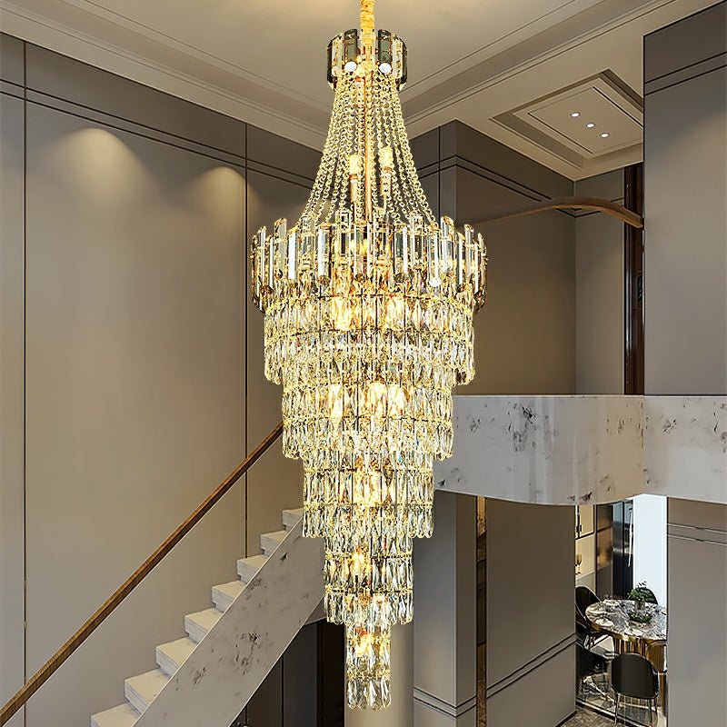 Stylish Foyer Long Staircase Chandelier Large Crystal Ceiling Lighting Fixture For Living Room Decoration - lampmodern