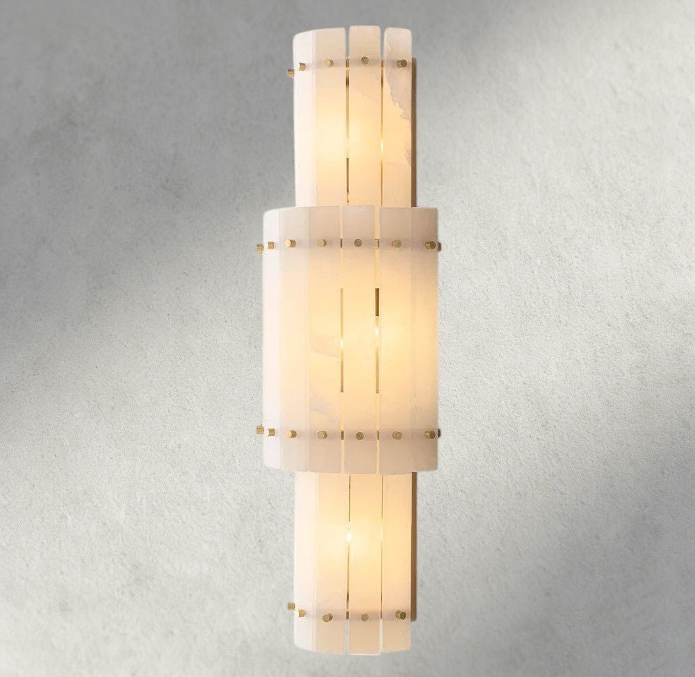 Sun Merca Alabaster Grand Round Sconce - lampmodern