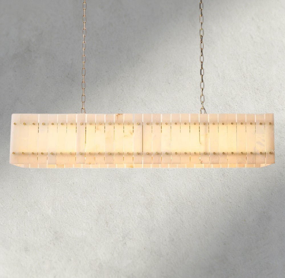 Sun Merca Alabaster Linear Chandelier 54", 72" - lampmodern