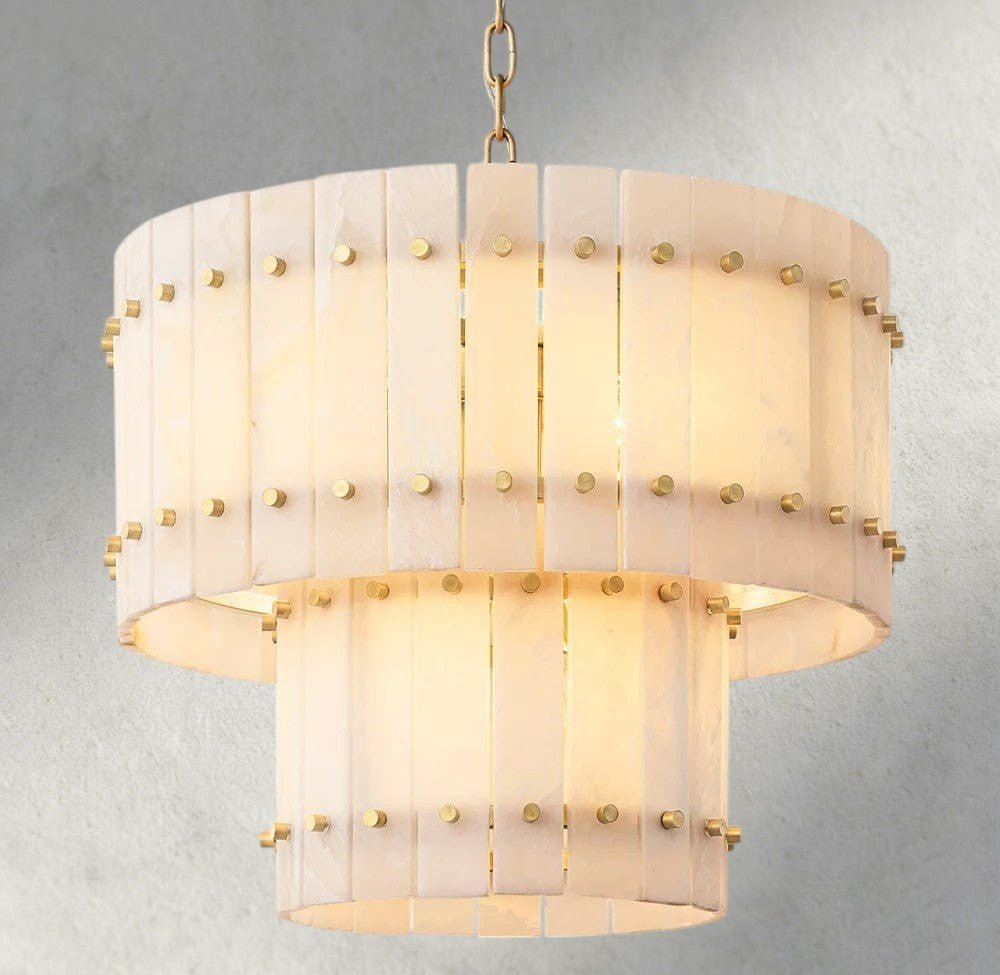 Sun Merca Alabaster Round Tiered Chandelier 22", 37", 48", 60" - lampmodern