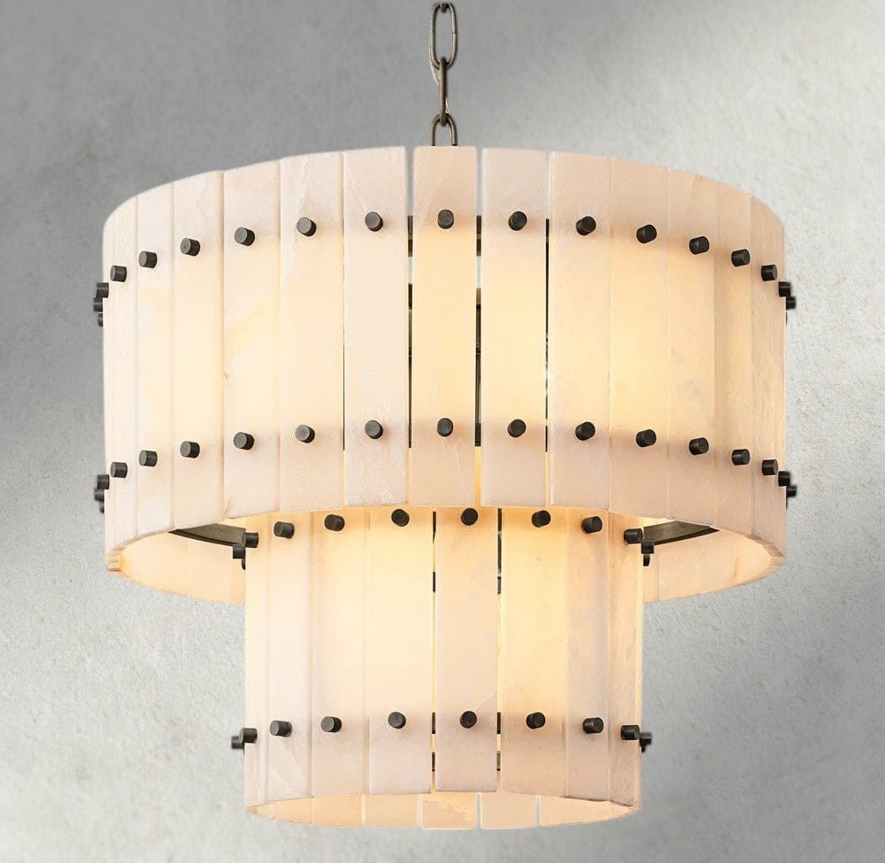 Sun Merca Alabaster Round Tiered Chandelier 22", 37", 48", 60" - lampmodern