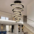 Twisted Ring Led Light Chandelier for High Ceiling - BlackWarm Light 3000Klampmodern
