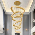 Twisted Ring Led Light Chandelier for High Ceiling - GoldWarm Light 3000Klampmodern