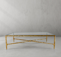 Thaddeus Forged Iron Rectangle Glass Coffee Table - Lamp Modern