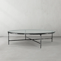 Hand-Forged Metal Glass Round Coffee Table 36