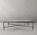 Thaddeus Forged Iron Rectangle Glass Coffee Table - Lamp Modern