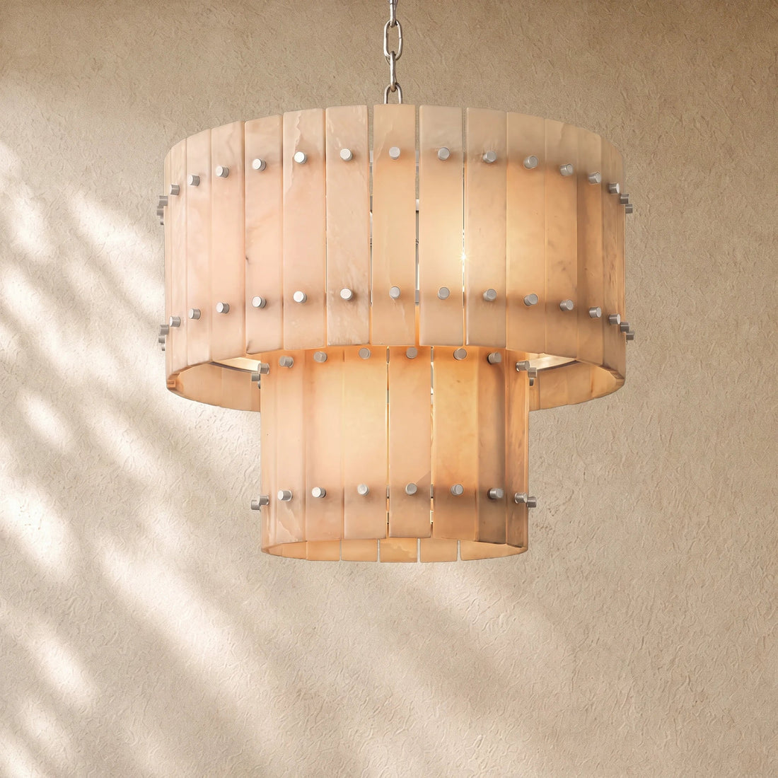 Santa Alabaster Two-Tier Round Chandelier