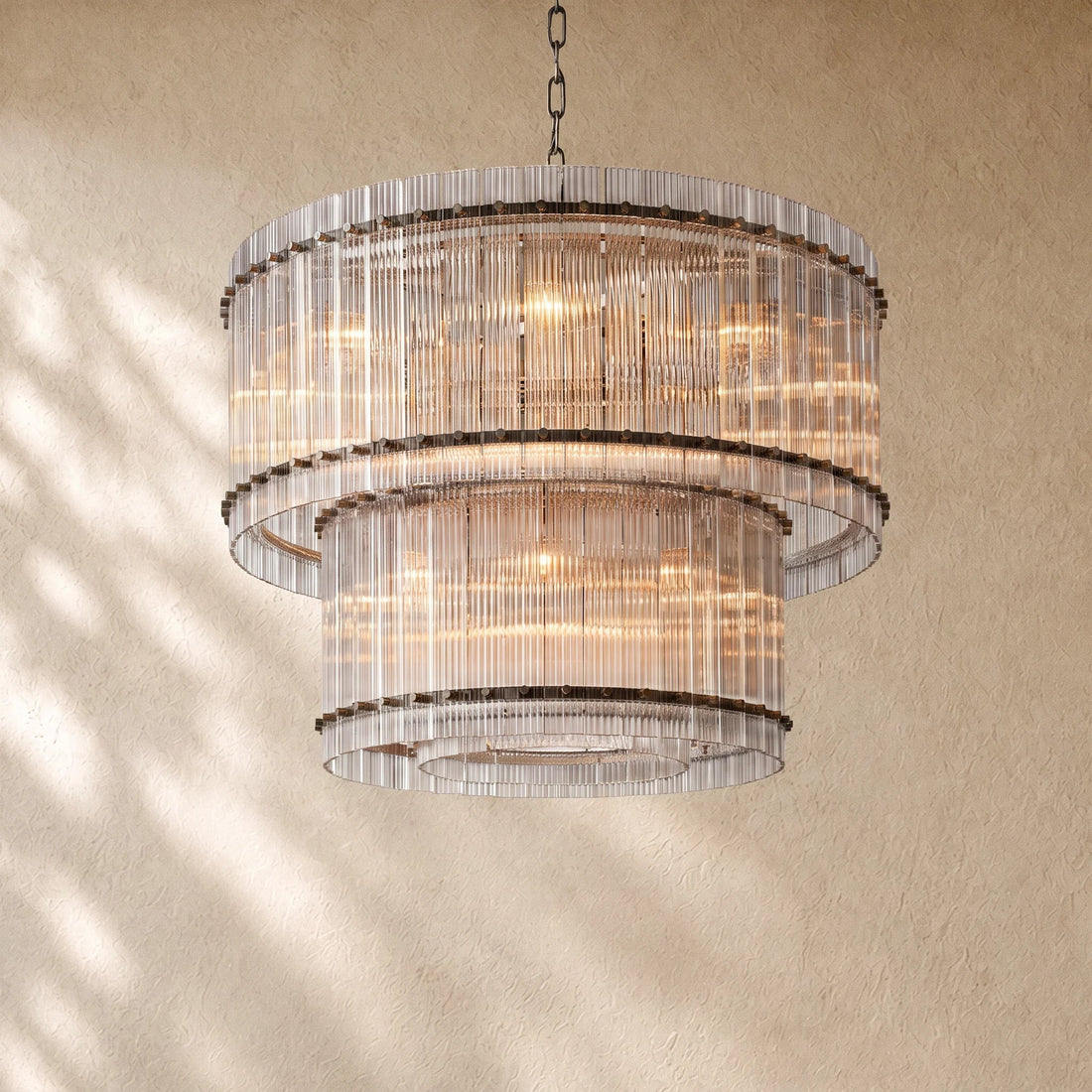 Santa Glass Two-Tier Round Chandelier