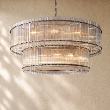 Santa Glass Two-Tier Round Chandelier