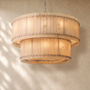 Santa Alabaster Two-Tier Round Chandelier