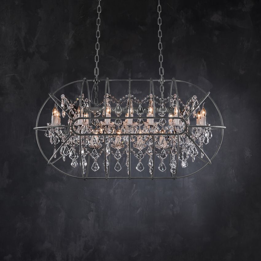 Zoraida Crystal Rectangular Chandelier - lampmodern